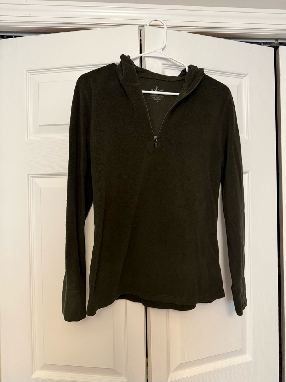 Cuddl Duds Black Quarter-Zip Hoodie Pullover